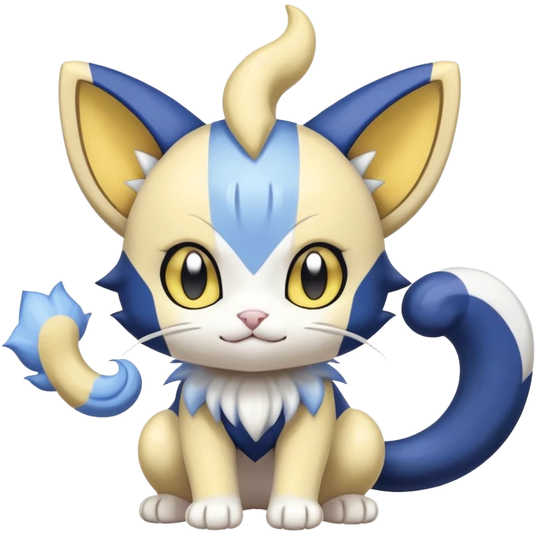 Shiny Cute Adorable Meowth-Shinx-Meowstic-Hybrid-Creature with pattern-markings emoji