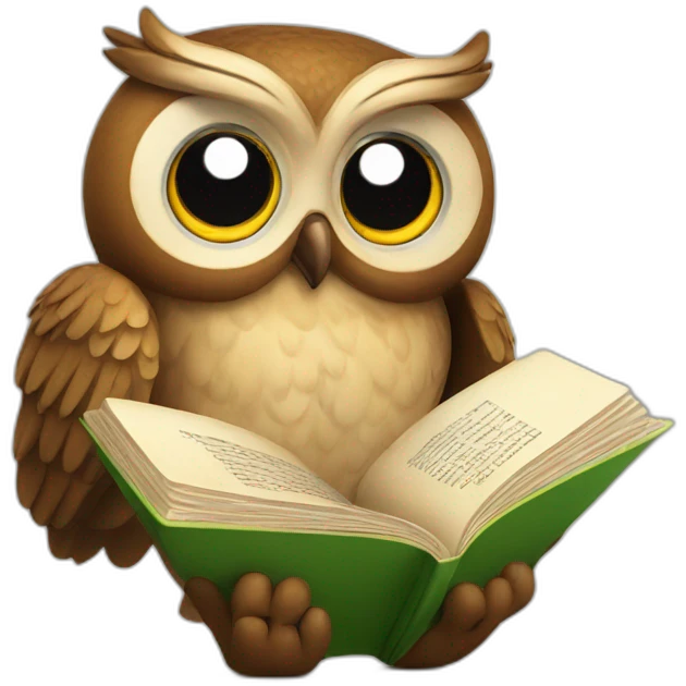 a big owl reading book emoji