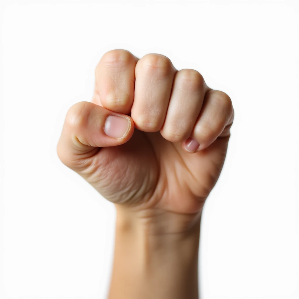 realistic hand in a fist with the pinky finger sticking out, isolated on white background emoji