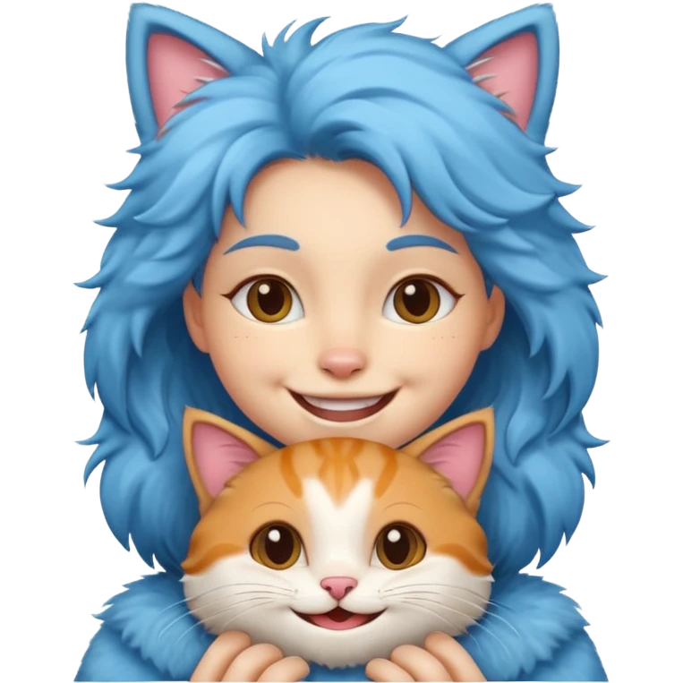A face happy and a cat alongs two emoji