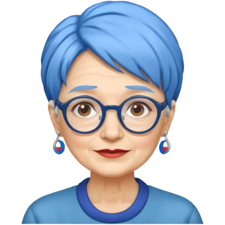 old lady with blue hair, wearing glasses  emoji