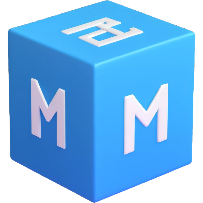 abstract blue and white 3D cube logo emoji