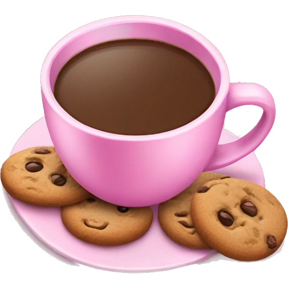 Pink coffee with cookies emoji