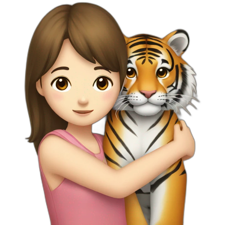 Tiger in arm of Japanese  girl  emoji