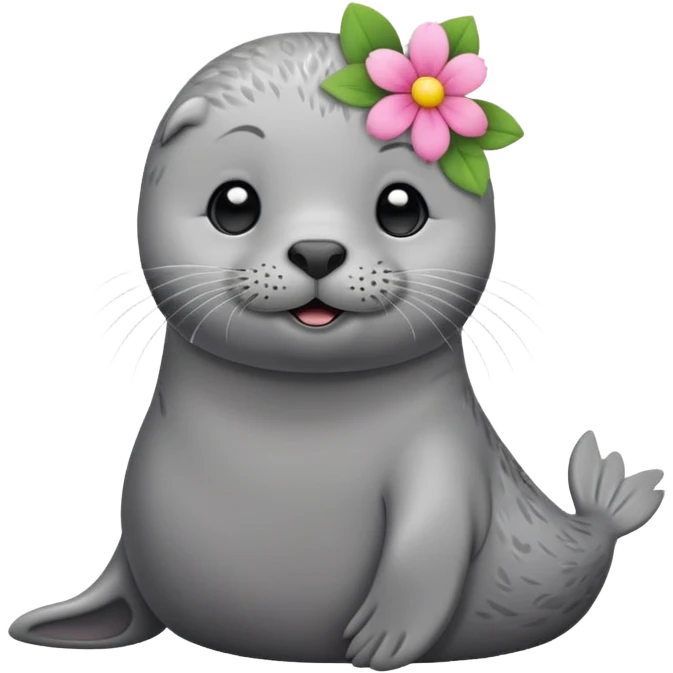 Seal slightly sitting down wth flower hair pin emoji