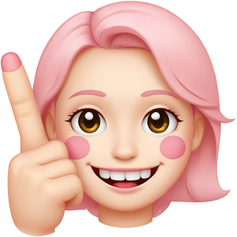 Smily face with blush and a middle finger emoji