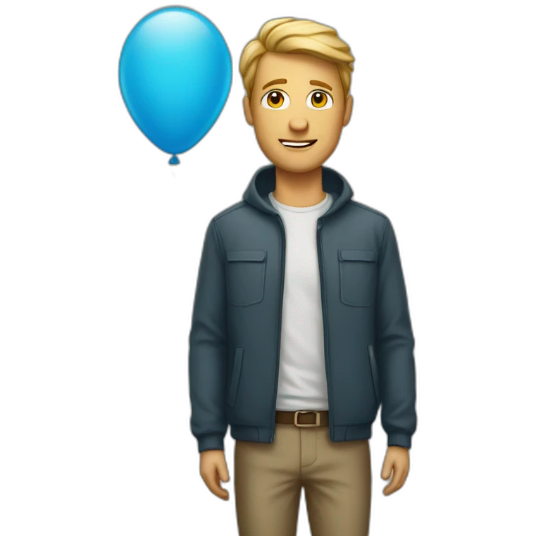 white man with baloon emoji