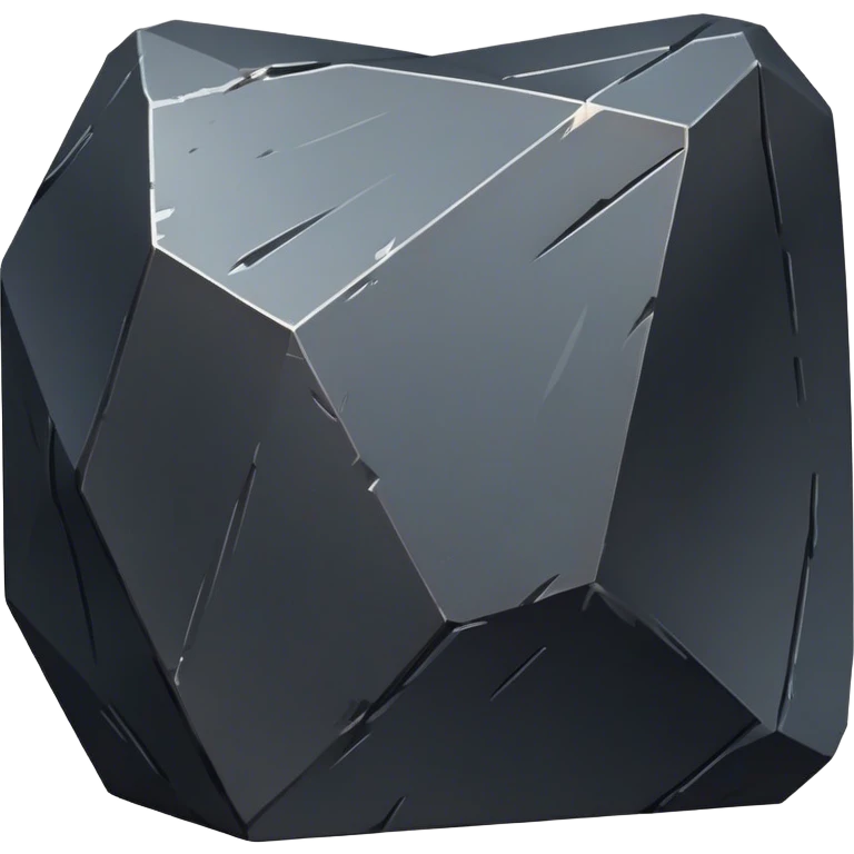 Cinematic Realistic Iron Ore, Strong and solid, with a dark, heavy surface marked by sharp angles and a faint metallic sheen. The deep gray color radiates durability and strength, while soft reflections show off the rugged texture. Soft glowing outline, capturing the essence of resilience and rugged strength in raw iron ore. emoji