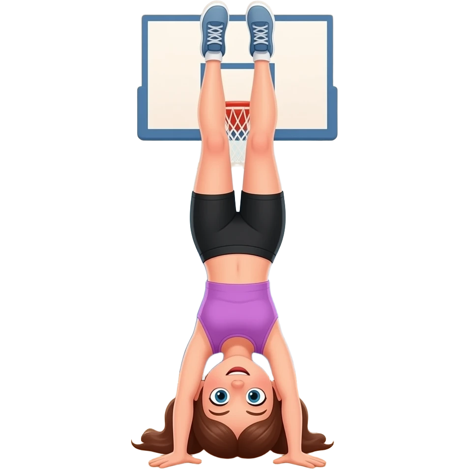 eine mädchen turnt einen handstand in einer turnhalle der kopf ist nicht sooooo groß emoji