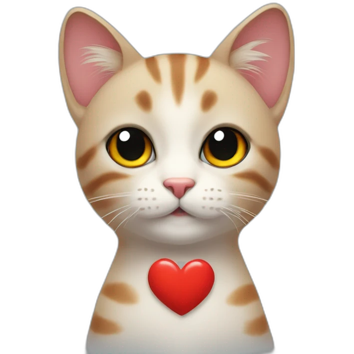 Little cat with red heart eyes emoji