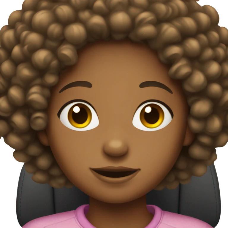 African American girl with curly hair in car emoji