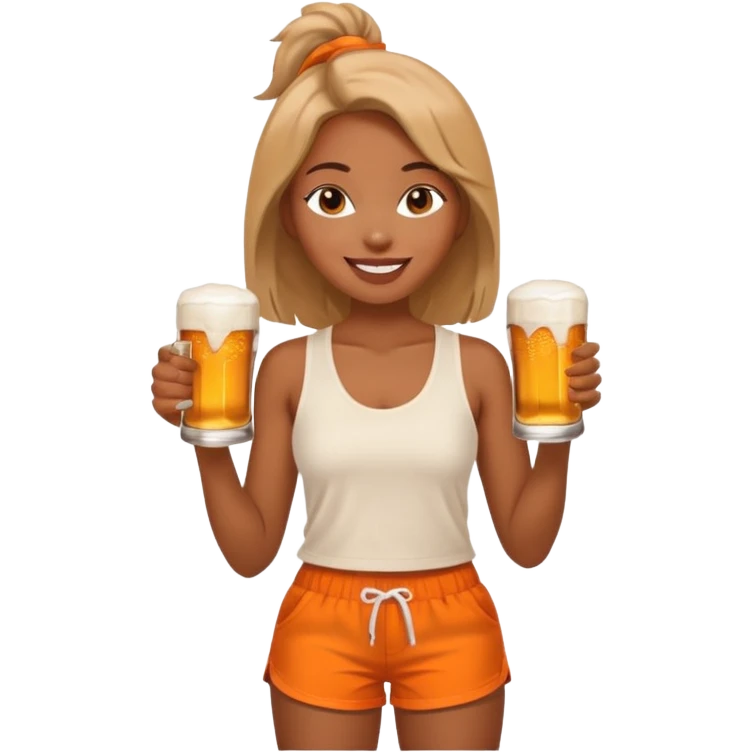 Hot wife in tank top and big boobs young African american, like picture three but put a beer in her hand and white top with orange shorts emoji