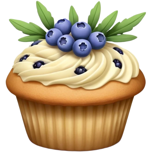 Lavender flower sprig muffin with blue berries emoji