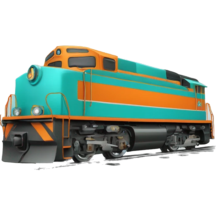 Locomotive turquoise et orange emoji