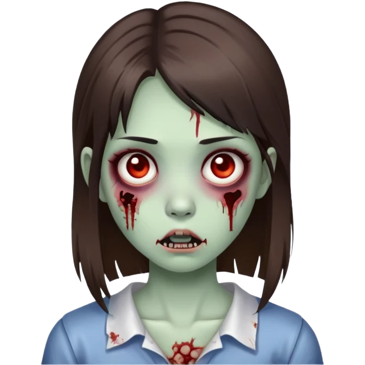 zombie girl brunette hair and asian emoji