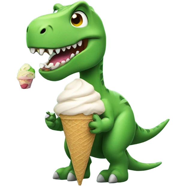 Dinosaur eating ice cream emoji