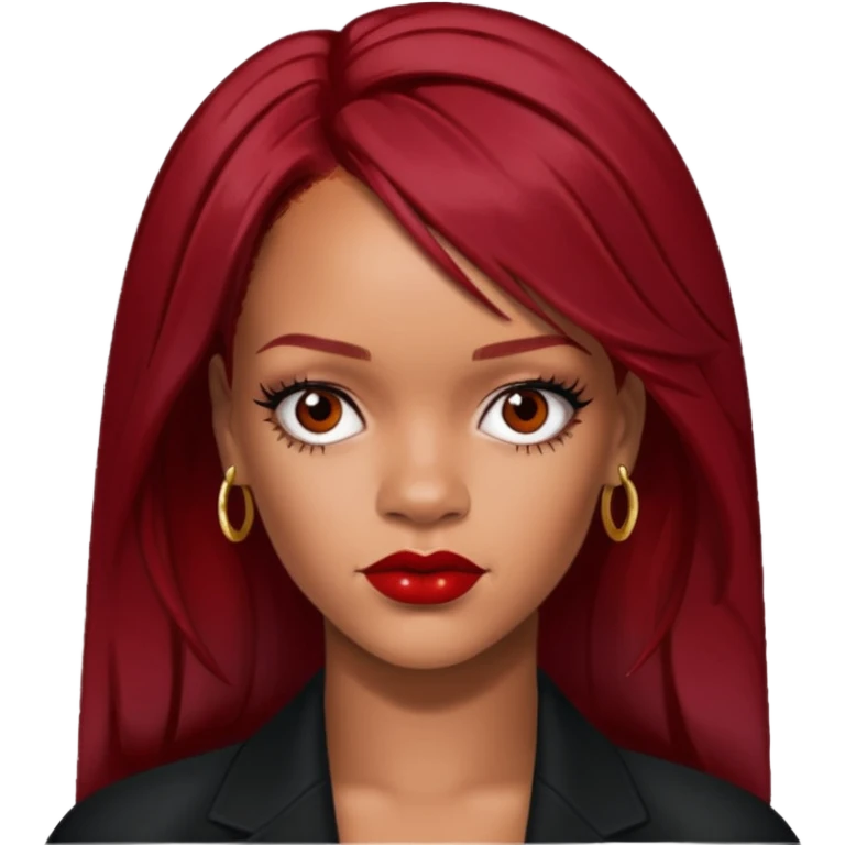 Rihanna with dark red hair emoji