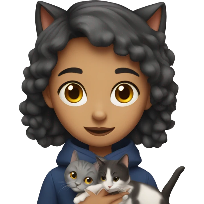 Girl with cat  emoji