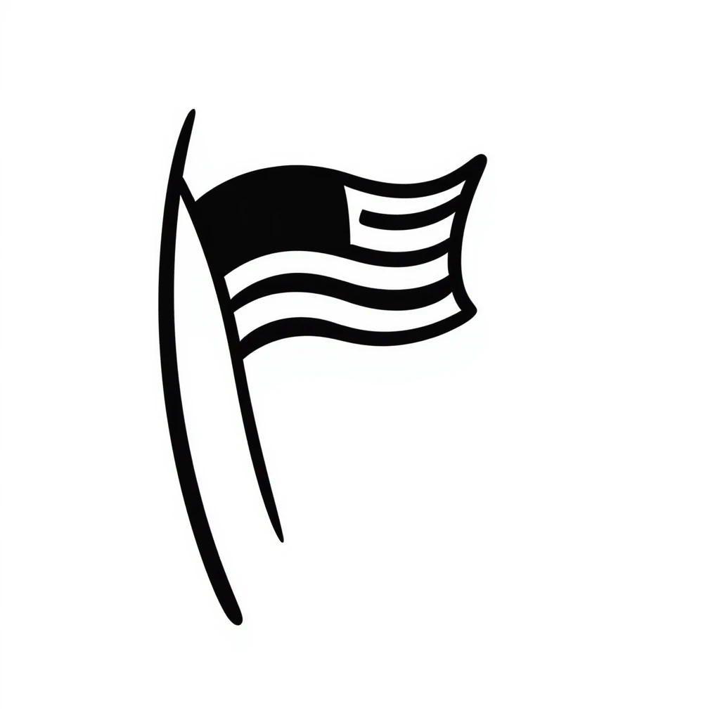 A hand-drawn flag on a flagpole emoji