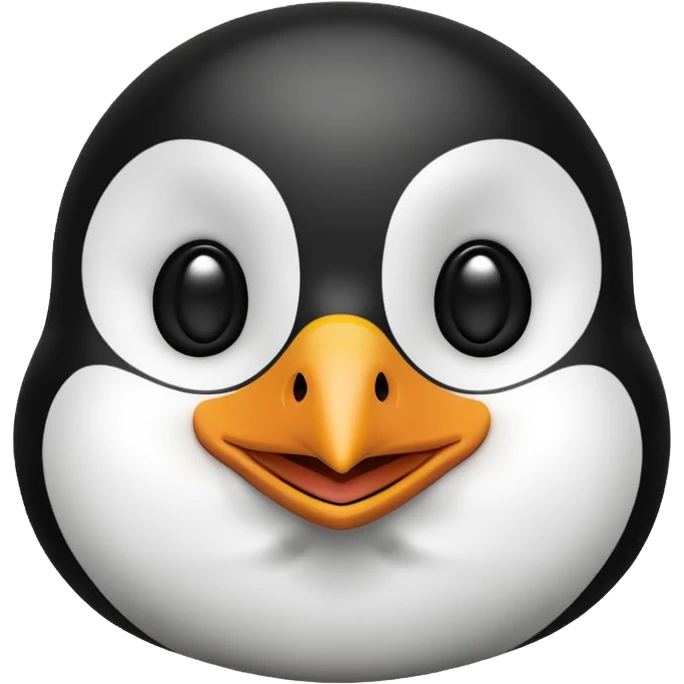a penguin emoji head thats the shape of a circle smiling with a smug face emoji