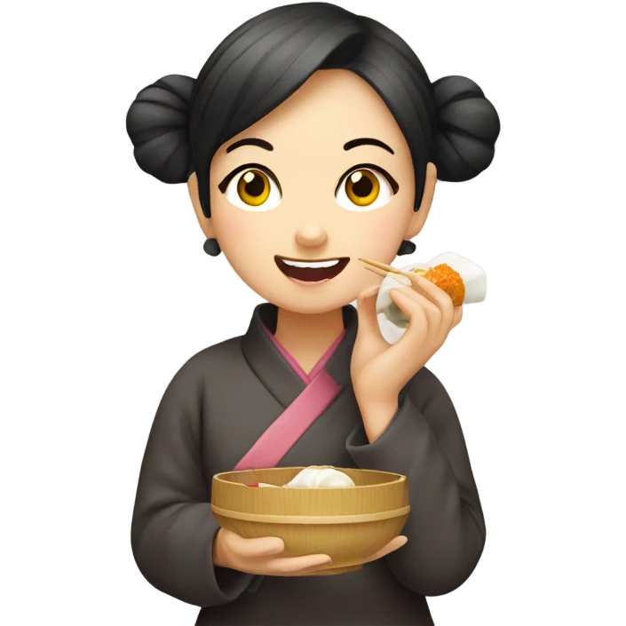 a girl eating dimsum emoji