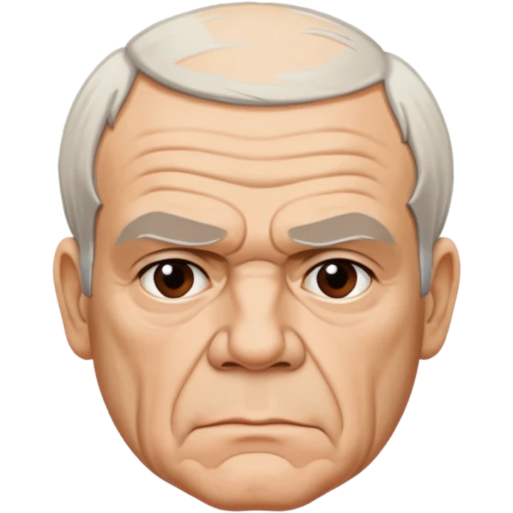 Milan Kundera with his serious, philosophical and literary personality suggested by his creases on his face, but not looking fragile nor aggressive emoji