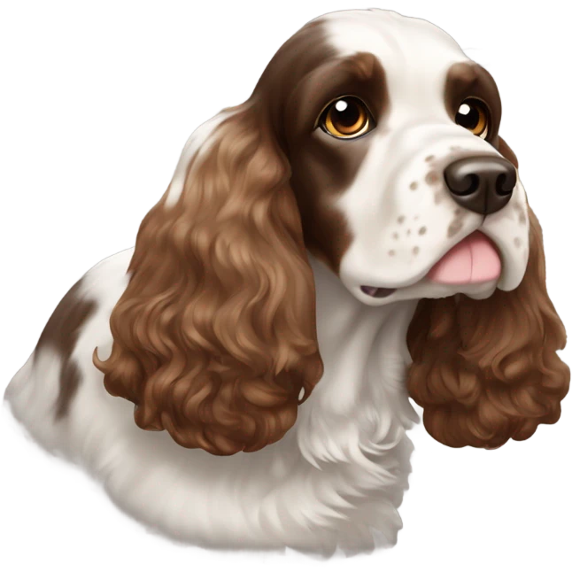 Black brown and white English cocker spaniel emoji