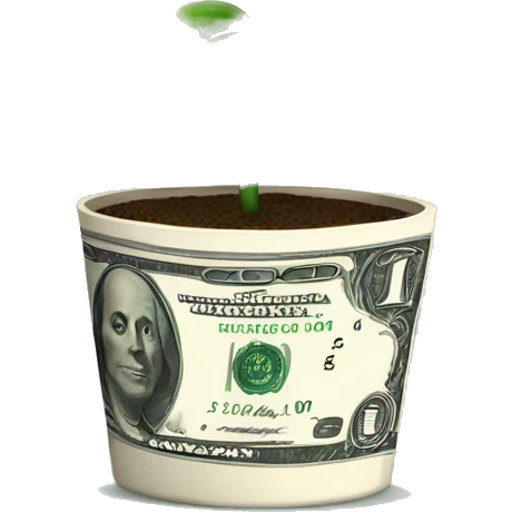 a potted plant with dollar bills as the leaves emoji