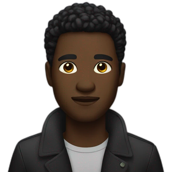 Black man with dark hair and a storm background emoji