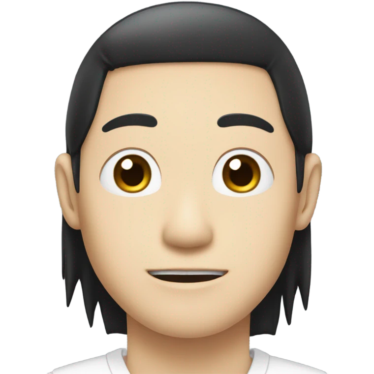 man from japan with white skin and black hair, wear casual shirt , closeout face emoji