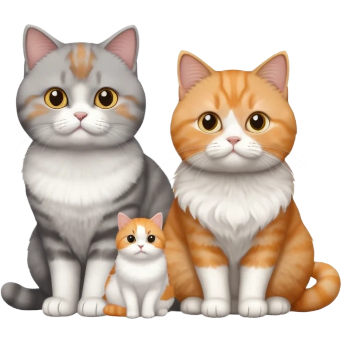 Grey coloured British shorthair cat and a white-ginger cat emoji