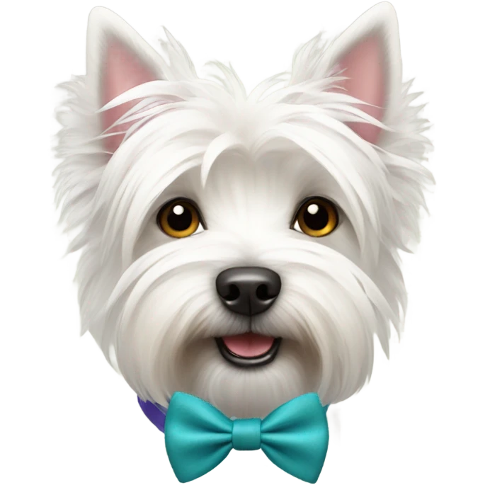 A Westie wearing a bow tie emoji