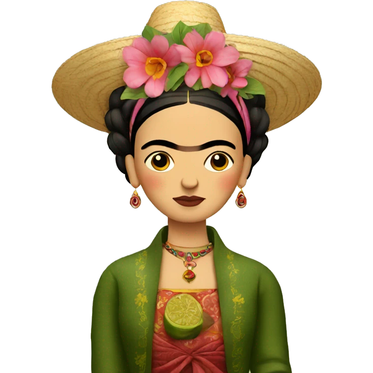 frida kahlo holding tequila emoji