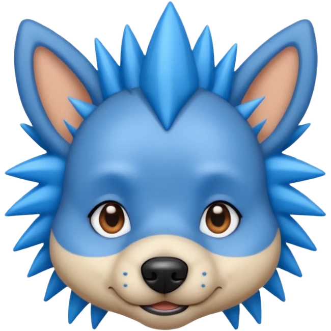 blue very spiky haired dog with earrings emoji