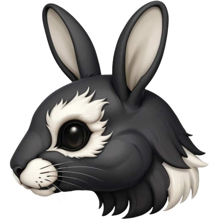 tête de lapin squelette noire de 3/4 profil emoji