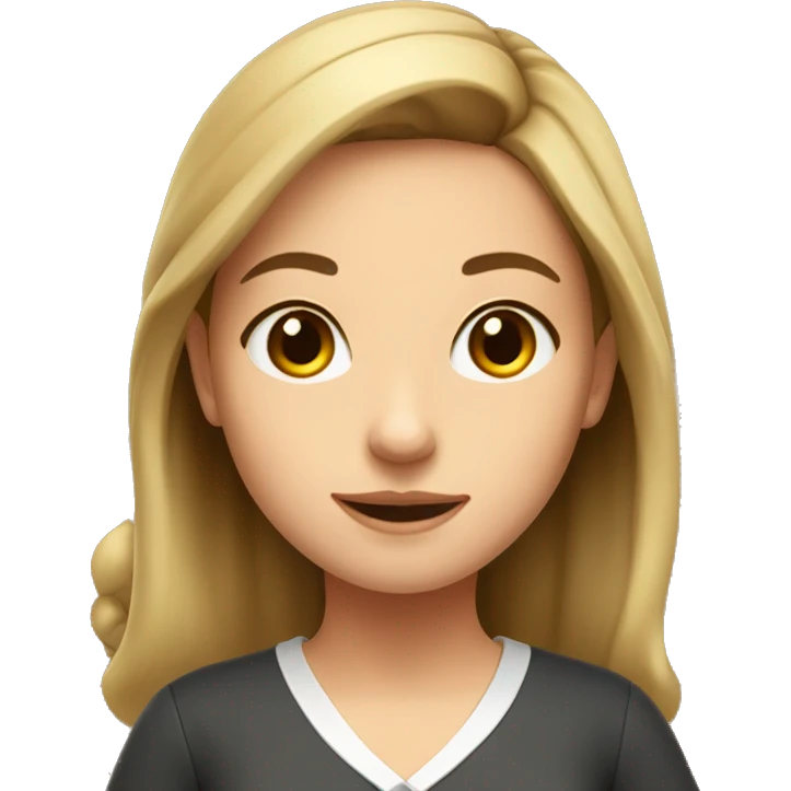English young girl teacher with pind dresss and brown hear emoji