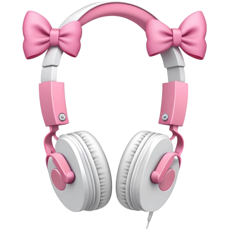 White ipad headphones with pink bows emoji