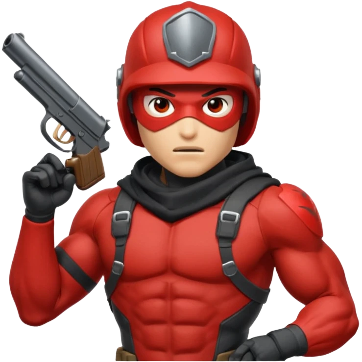 redhood with helmet and visor and pistol emoji