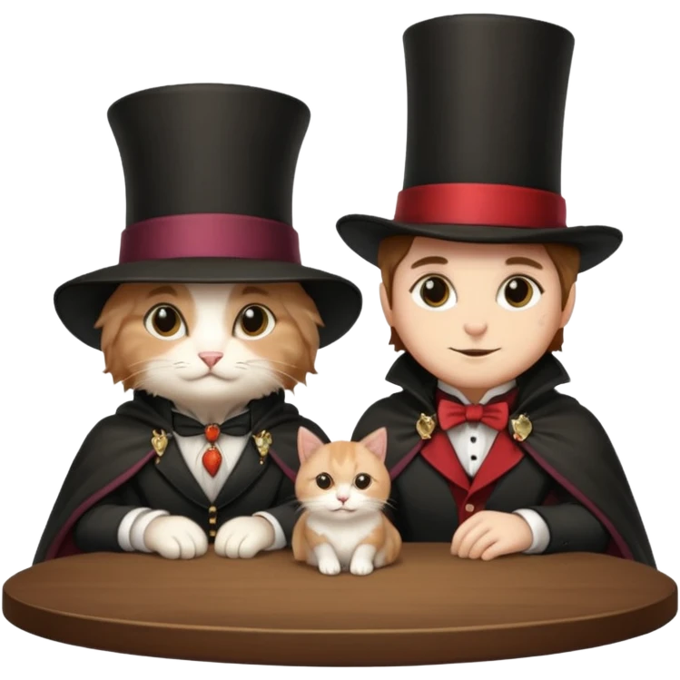 magician couple and their pet cat emoji