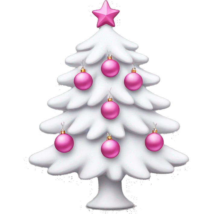 A cute white Christmas tree with pink ornaments  emoji