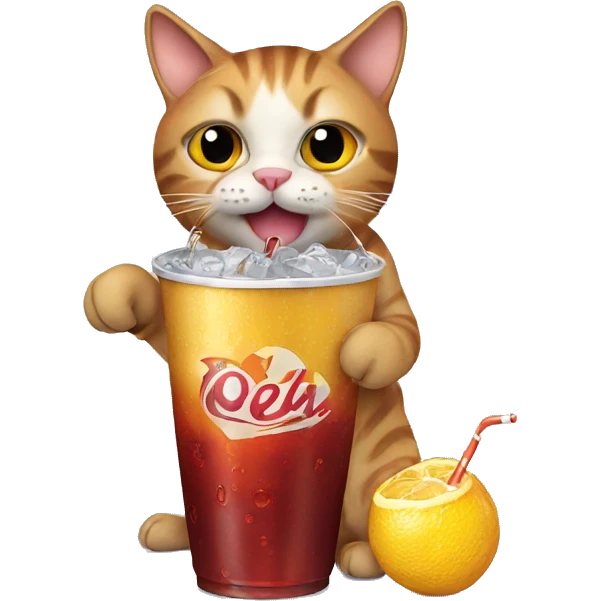 Cat with a soda emoji