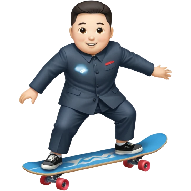 Kim jong-un riding skate board emoji