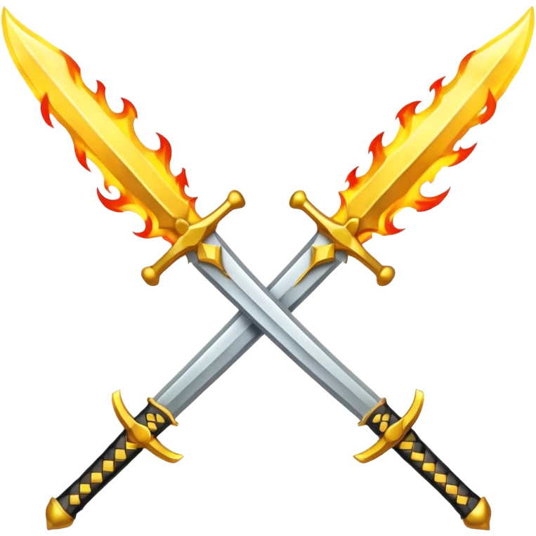 Fully yellow two swords crossed fiery emoji