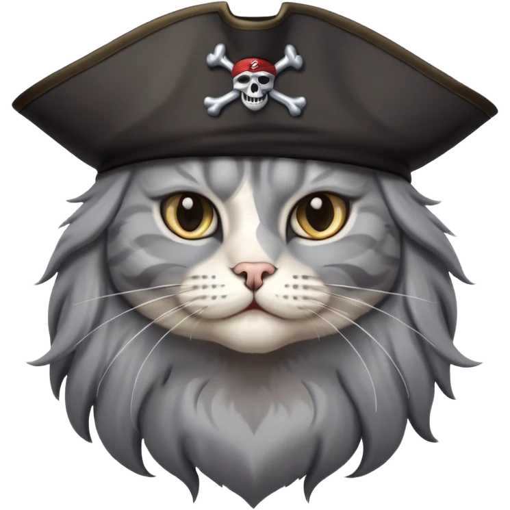 Cat gray long hair pirate  emoji
