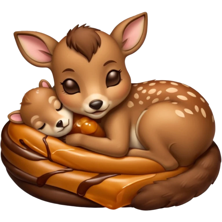 fawn sleep with caramel chocolate emoji