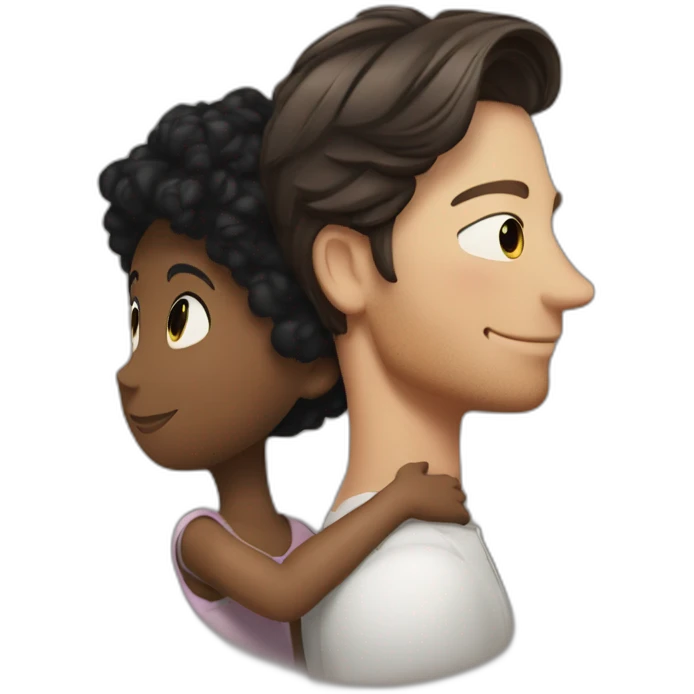 Simon baker hugging a black girl brown eyes and short black hair in a bun emoji
