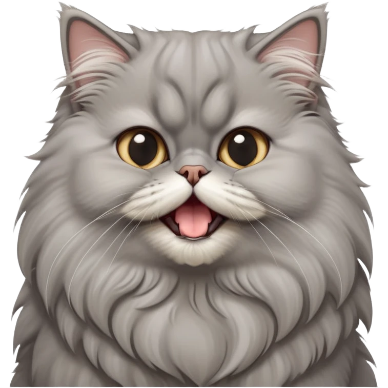 cinematic-adorable-big-eyed-fluffy-grey-persian-cat-portrait-emoji,-head-tilted-playfully-with-a-cute,-exaggerated-yawn,-fluffy-grey,-simplified-yet-irresistibly-cute-features emoji