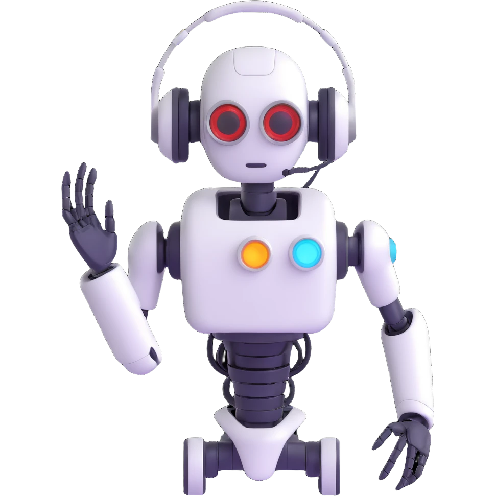 professional robot assistant with a headset, primarily using the theme color #fbcd0b, suitable for a company website chatbot emoji