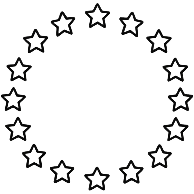 Can u make a emoji with 15 stars in a circle no face no nothin just lines and nothing in the middle and the stars have nothing it in too just lines black and white no face  emoji