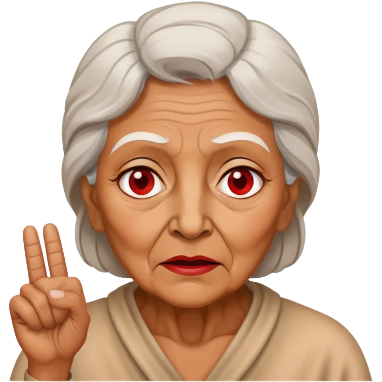 Old woman protesting against red emoji